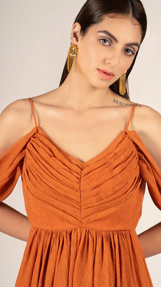 Orange Plunge Summer Dress
