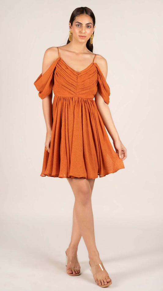 Orange Plunge Summer Dress