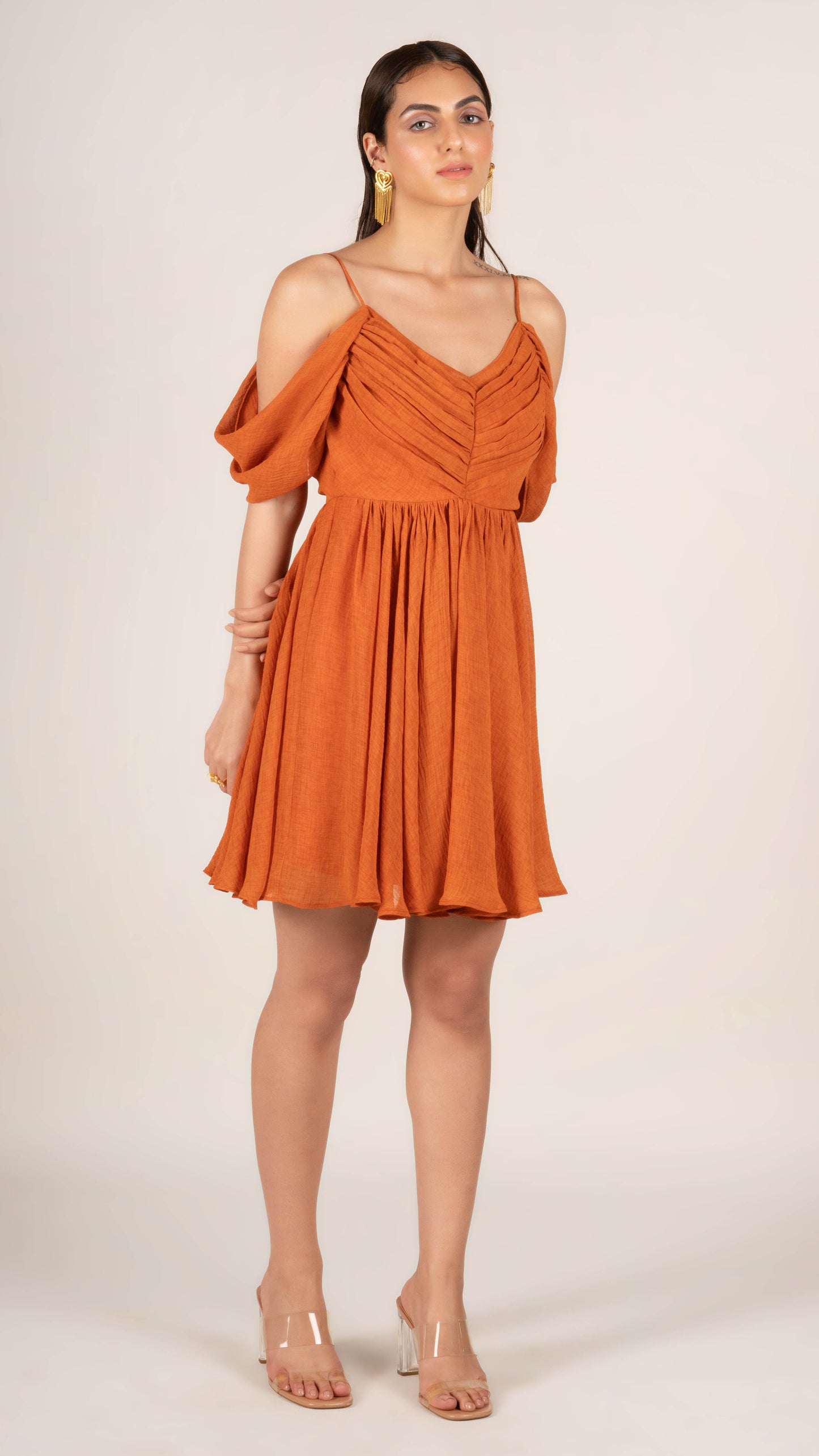 Orange Plunge Summer Dress